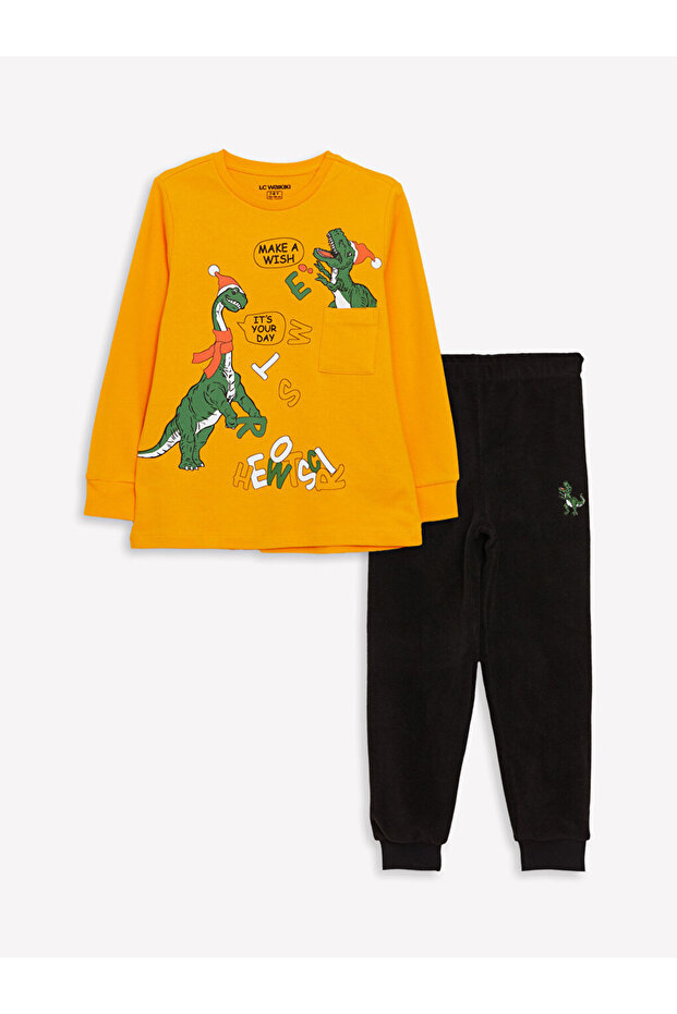 LCW Kids Boys Pajamas Set - Crew Neck, Printed, Long Sleeve