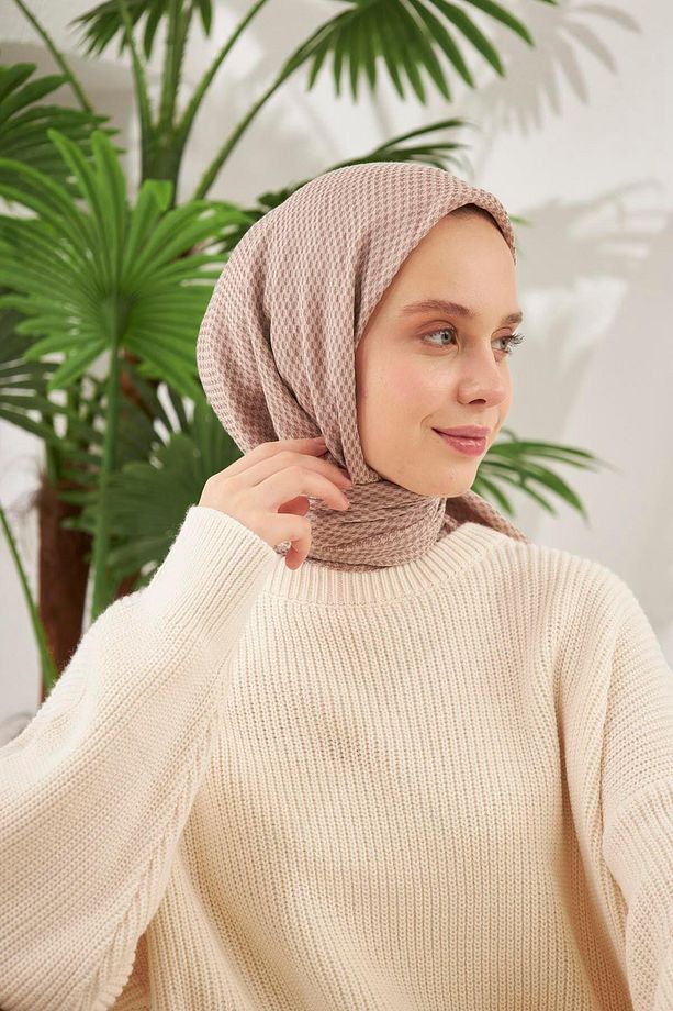 Kazayağı Desen Jakar Eşarp Vizon - 4