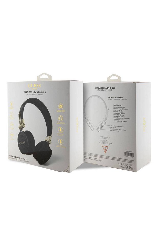 Kulak Üstü Bluetooth Kulaklık Guess Lisanslı PU Deri Ayarlanabilir Tasarım Siyah - 4