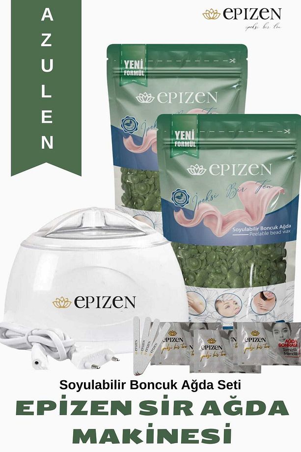 Sir Ağda Makinesi +2 Adet Azulen Soyulabilen Boncuk Ağda + Temizleme Mendili-Spatula Seti - 1