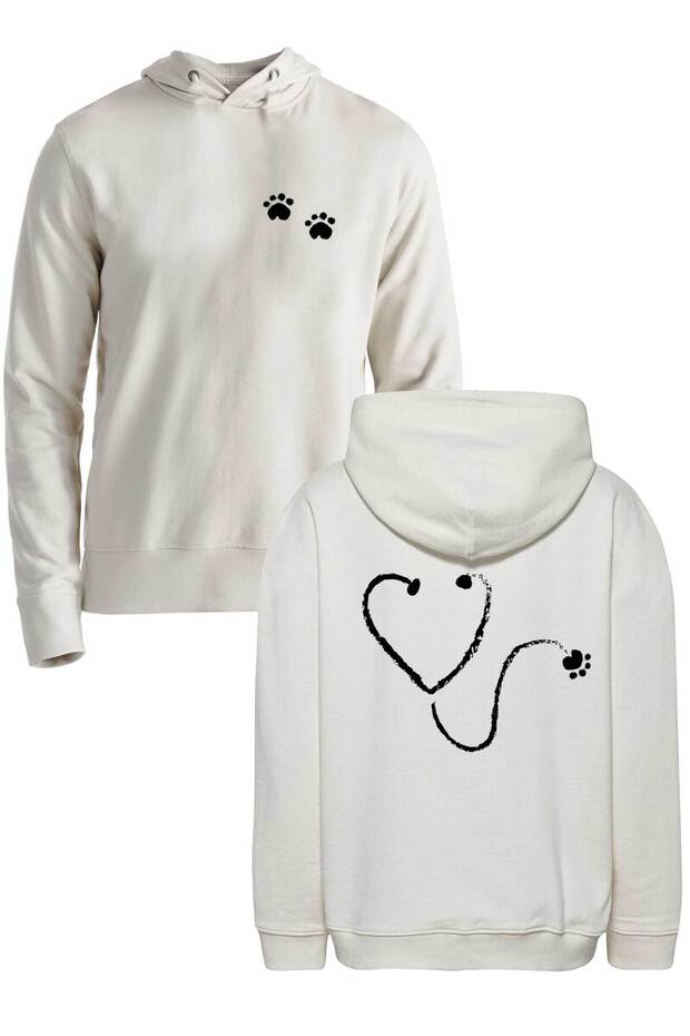 Veterinary Heart paw Ecru Front Back Sweatshirt