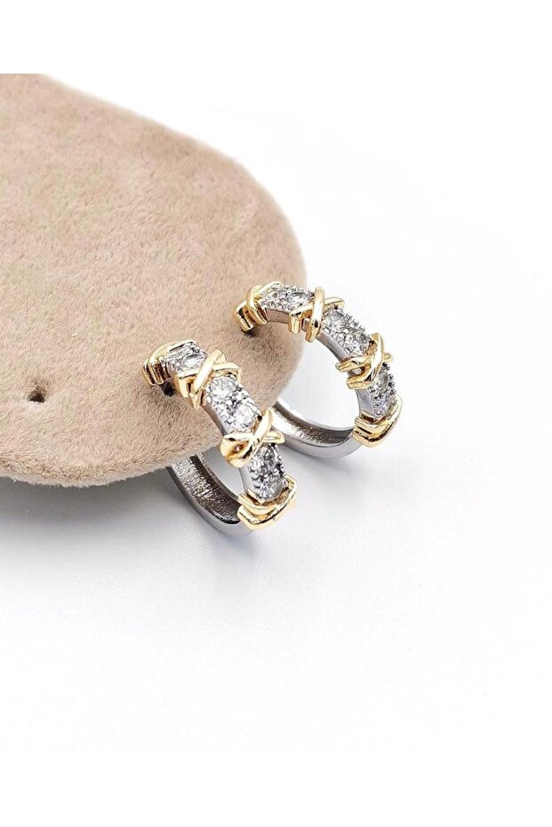 Brand Model X Model Zircon Stone Steel Earrings