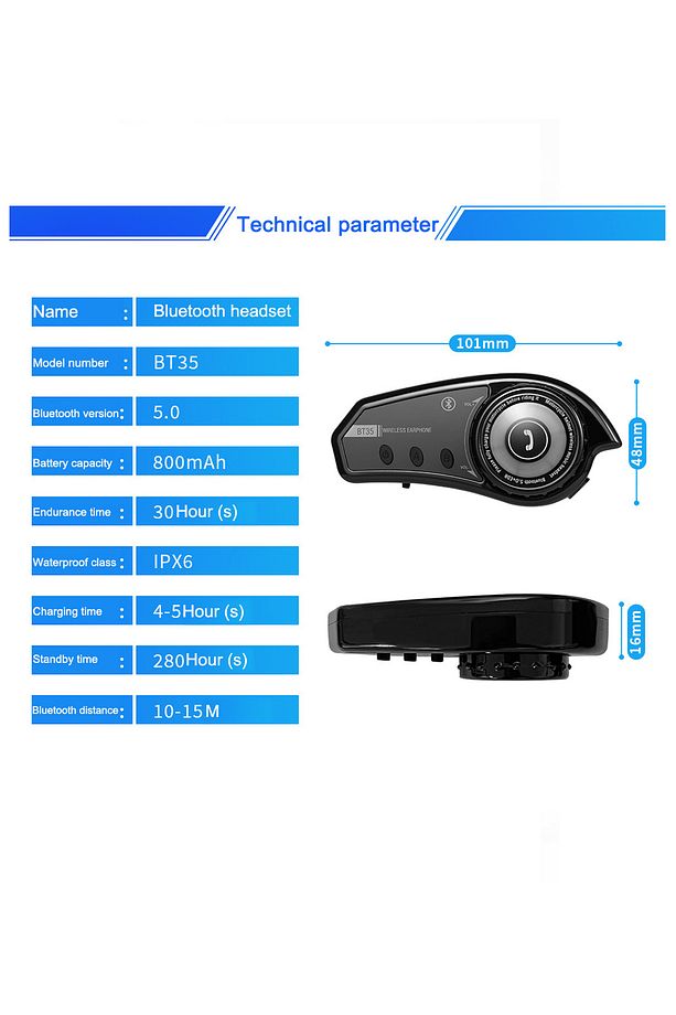 Bt-35 intercom Bluetooth Motosiklet Kulaklık Bluetooth Renk Değiştirme Modlu - 8