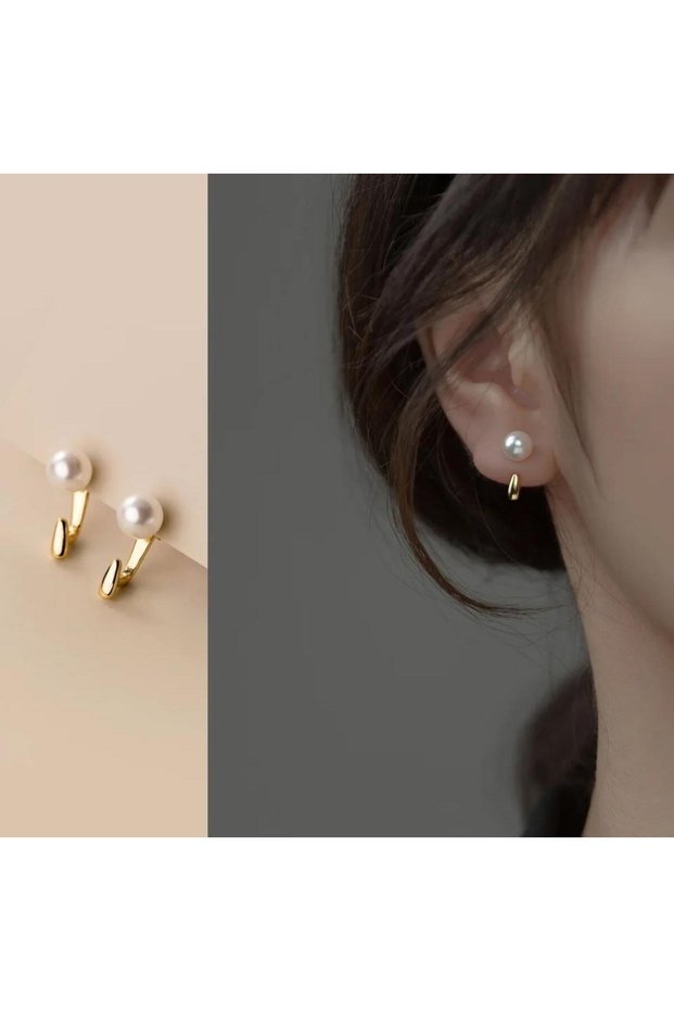 Stylish Pearl Drop Steel Earrings - Tarnish Resistant, Antiallergic - New Fashion Gold Plated