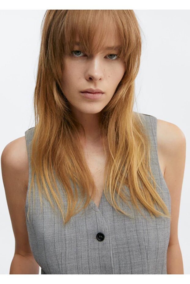 İnce çizgili yelek - 6