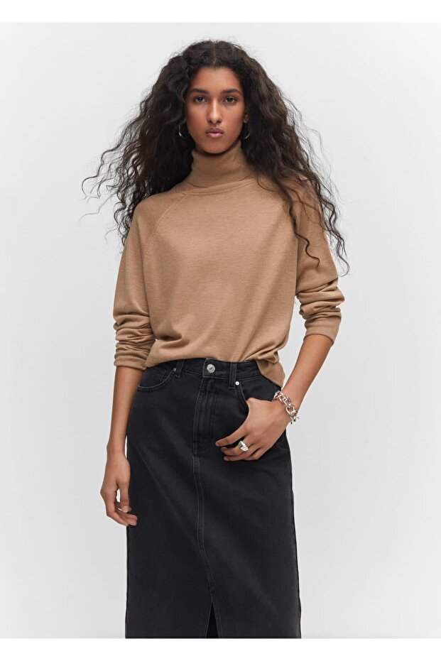 İnce triko boğazlı kazak - 1