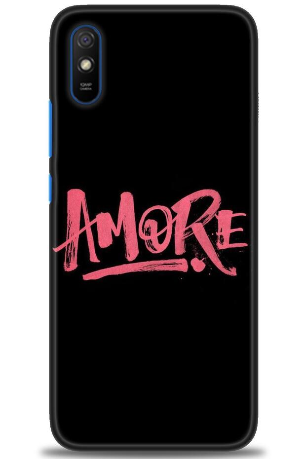 حافظة متوافقة مع هاتف Xiaomi Redmi 9A مطبوعة بدقة HD - Amore + واقي شاشة كامل