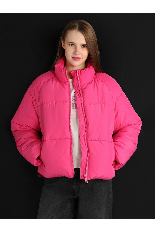 Regular Fit Şişme Pembe Kadın Mont - 1