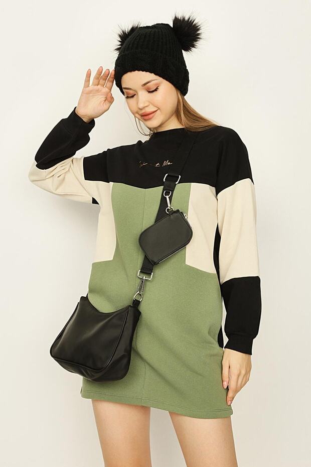 فستان سويت شيرت نسائي أسود اللون