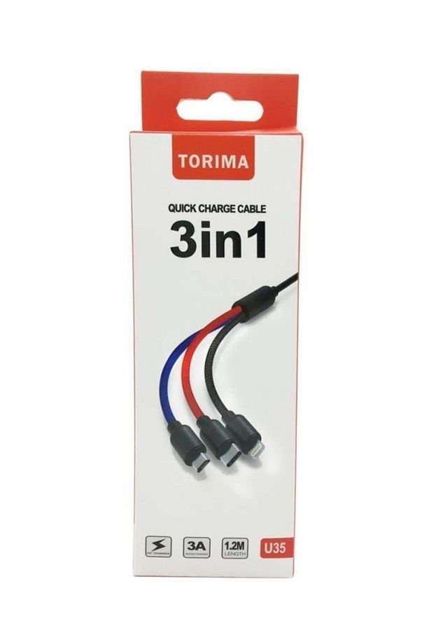 3in1 Micro  Type C  Iphone Hızlı Şarj Data Kablosu 3in1 - 5