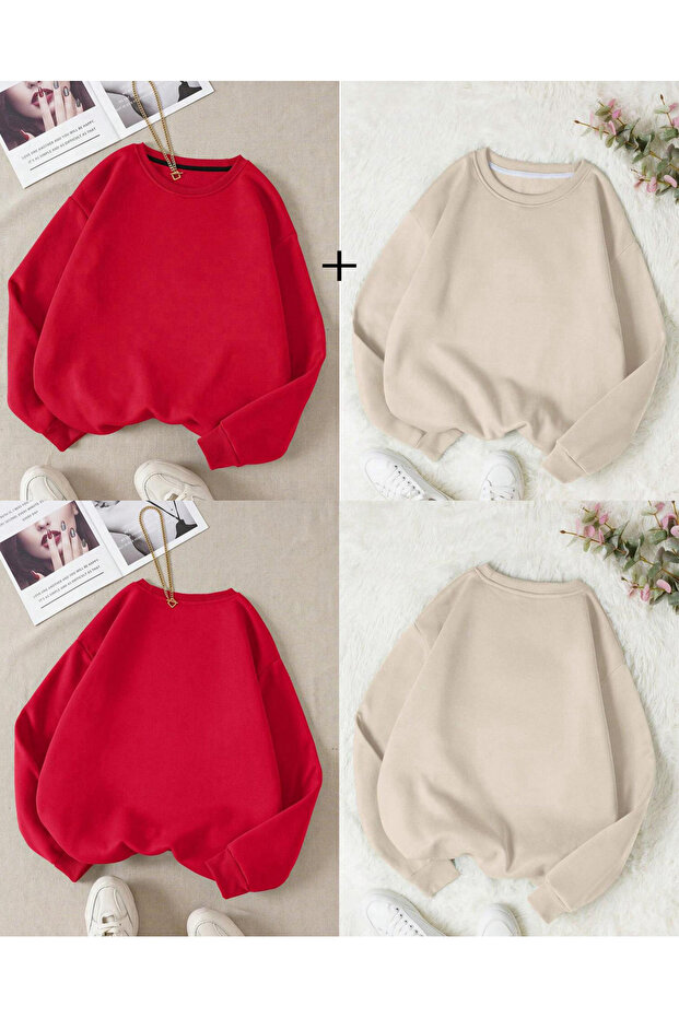 2in1 Soft Crew Neck Wide Fit Sweatshirt