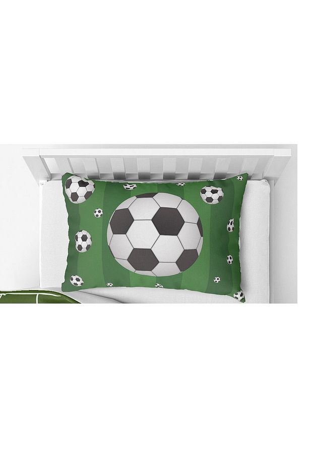 3D Dijital Baskı Mikro Saten Tek Kişilik Nevresim Takımı Futbol - 3
