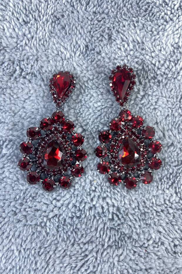 Burgundy Drop Model Large Small Stone Henna Wedding Engagement Earring – Bijoux Earring, Stylish Design – Bijoux Earring