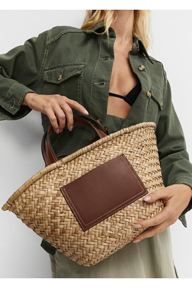 Doğal elyaf hasır çanta - 7