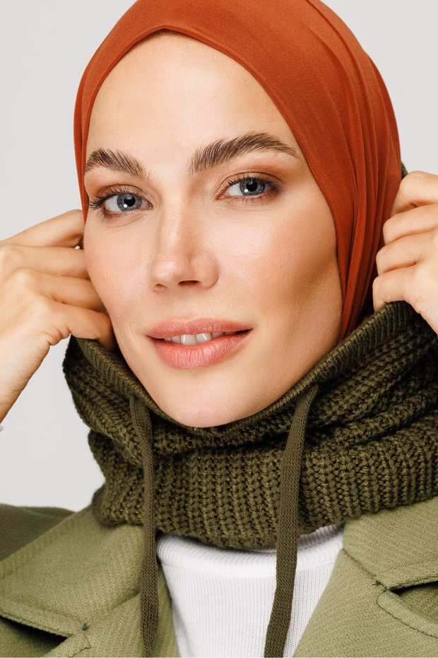 Asker Yeşili Balaclava Triko Başlık - 5