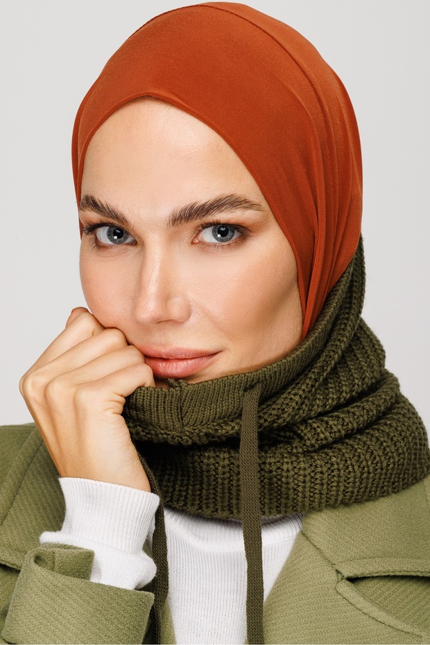 Asker Yeşili Balaclava Triko Başlık - 4