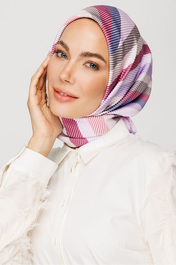 Leylak Akra Desen Pilise Eşarp - 5