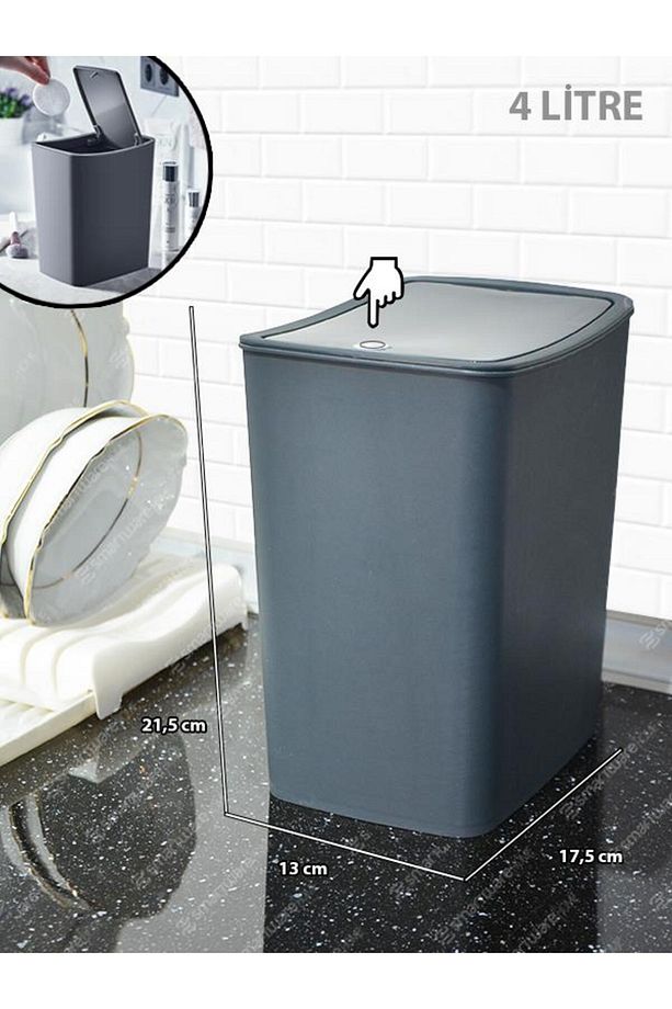 Touch Çöp Kovası 4 Litre Bas Aç Kapak - 3