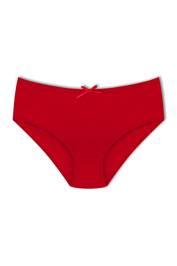 Red Cotton High Waist Large Size Bato Women's Panties