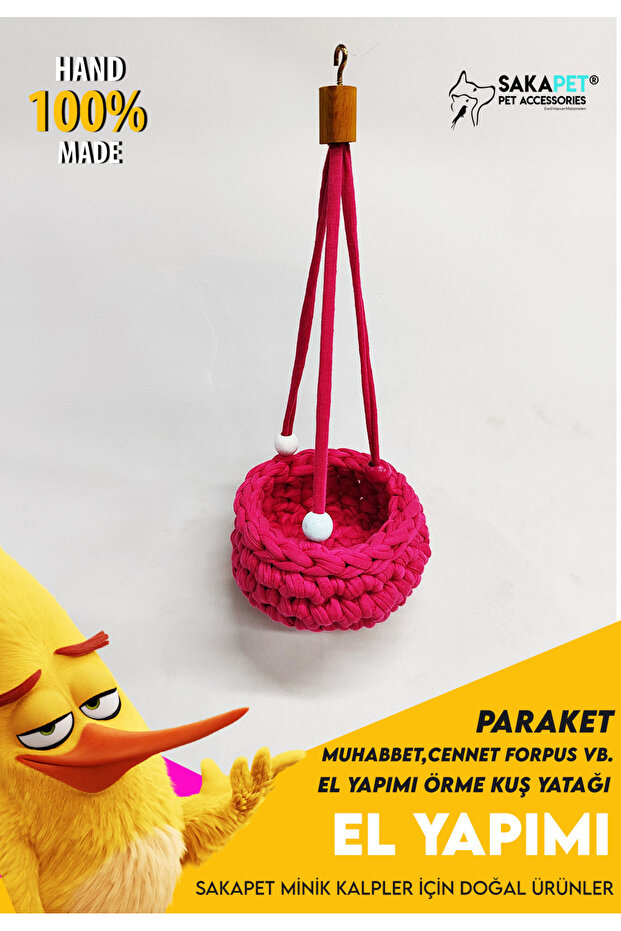 Fuchsia Knitted Bird Bed - Paradise, Parrot and Forpus Budgie