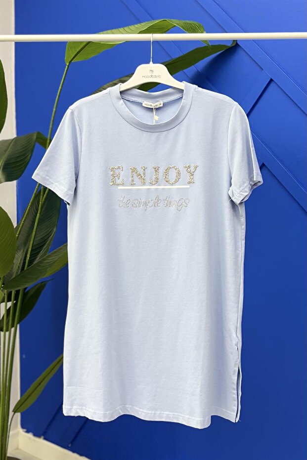 Mb27.164 Written Stone Printed Tshirt - Blue