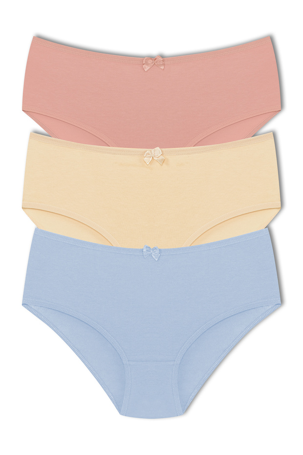 3-Piece Cotton High Waist Large Size Bato Women's Panties