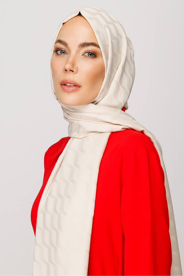 Wave Pattern Silky Jacquard Shawl - 7