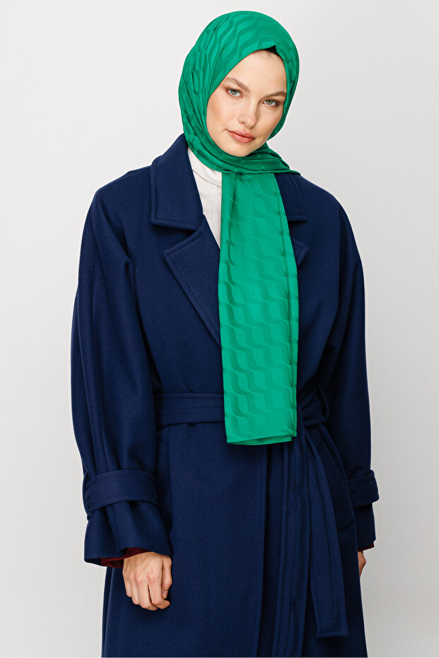 Wave Pattern Silky Jacquard Shawl - 5