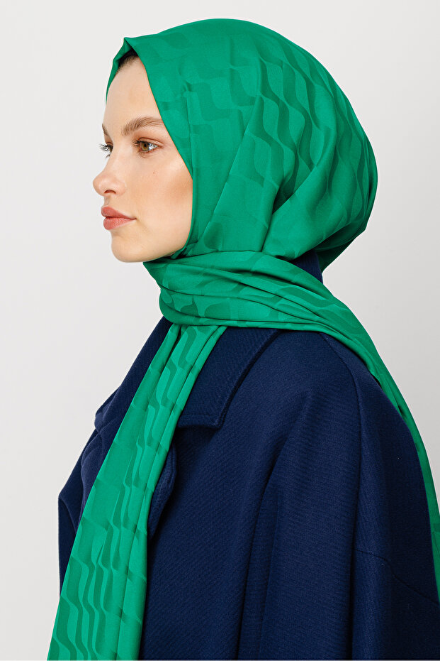 Wave Pattern Silky Jacquard Shawl - 4