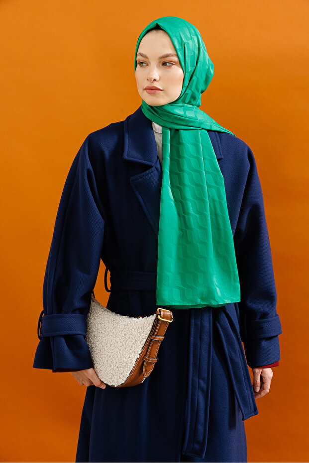 Wave Pattern Silky Jacquard Shawl - 1