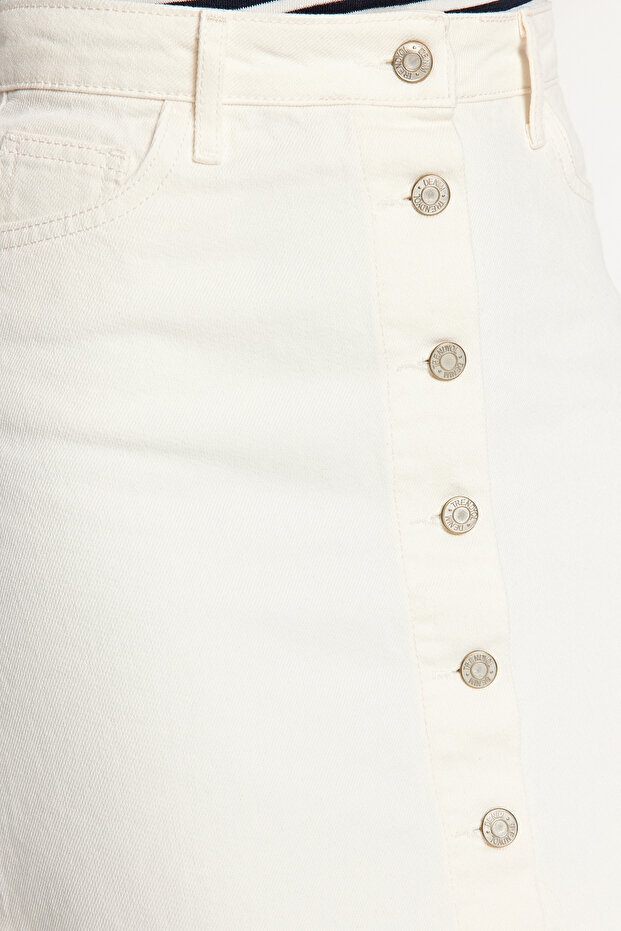 Ekru Düğme Kapamalı Denim Kot Etek TCTSS23EE00024 - 12