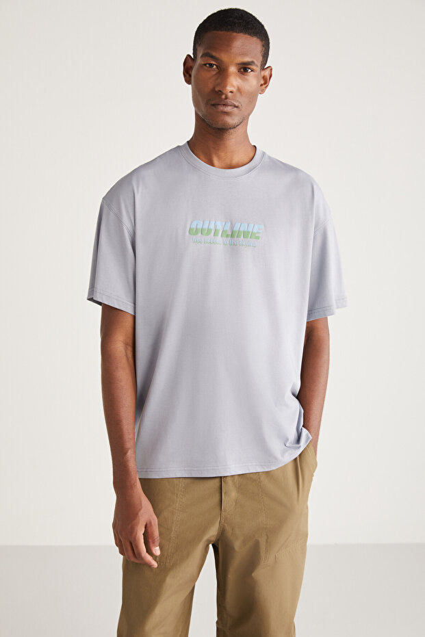Antonio Men's Oversize Fit 100% Cotton Thick Textured Printed T-shirt