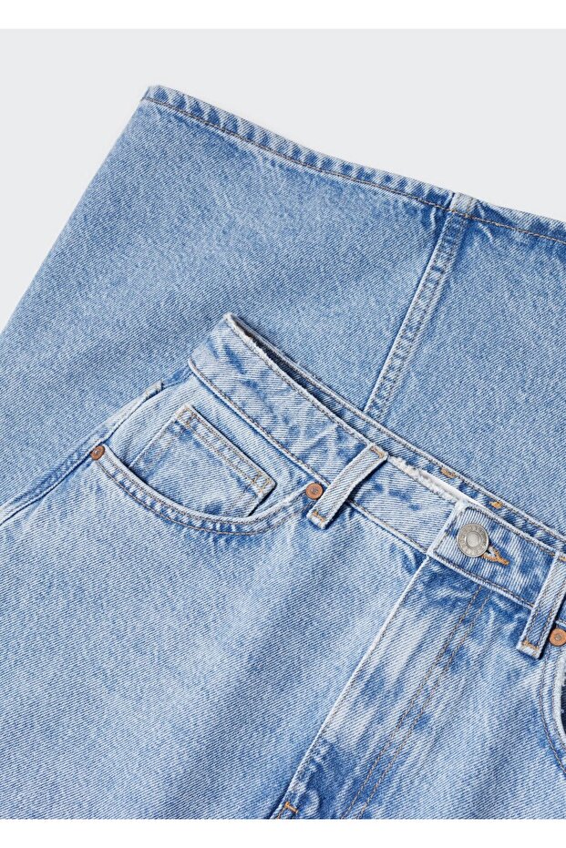 Yırtmaçlı denim etek - 6