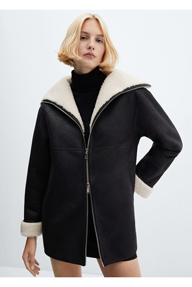 Çift Taraflı Deri Görünümlü Çeket - 1