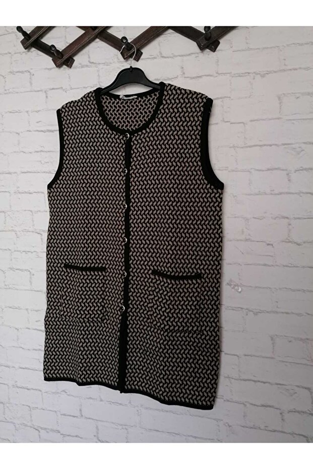 winter steel knitted, buttoned, knitwear, long vest