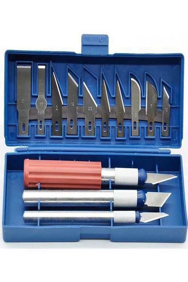 13 Parça Neşter Tip Bıçak Seti Zanaat Heykel Oyma Ahşap Oyma Seti Keskin Neşter Set - 4
