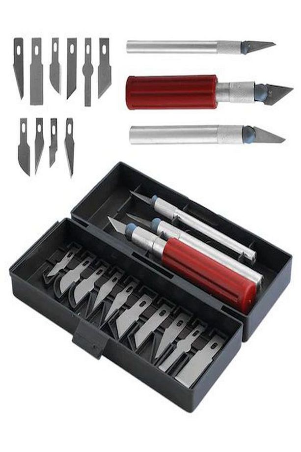 13 Parça Neşter Tip Bıçak Seti Zanaat Heykel Oyma Ahşap Oyma Seti Keskin Neşter Set - 1