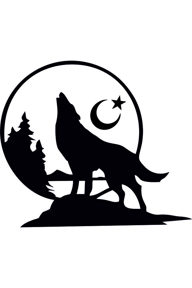 WOLF IN THE FOREST CAR STICKER (15X13 CM)