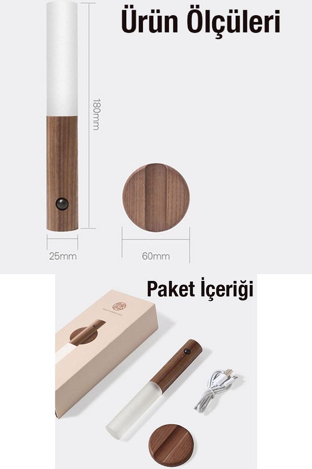Otomatik Hareket Sensörlü Şarj Edilebilir Akıllı Led Gece Lamba Masa Duvar Dolap Aplik - 4