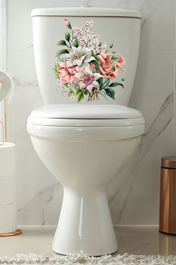 Soft Renkli Kır Çiçekleri Klozet Sticker Banyo Sticker  ECH120 - 2