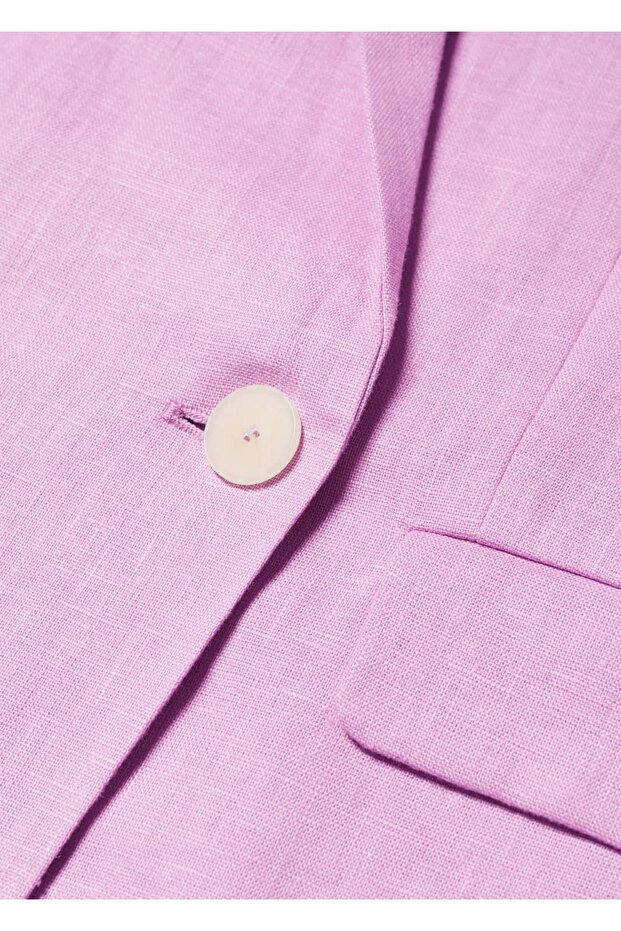 Oversize Keten Ceket - 6