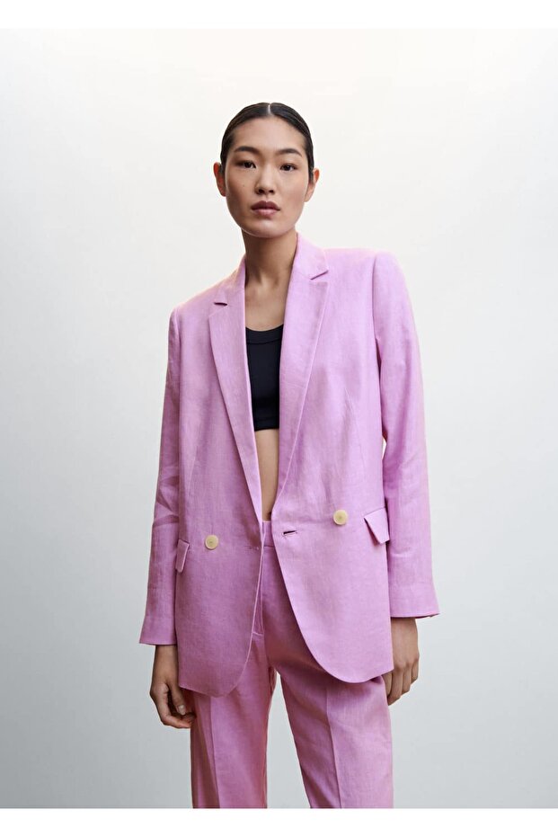 Oversize Keten Ceket - 1