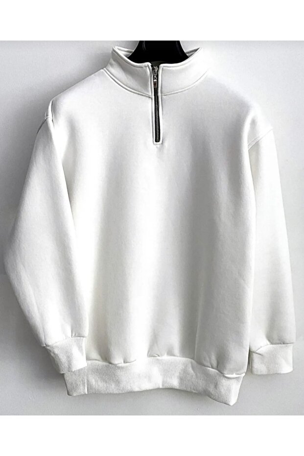 Half Zipper (3 THREADS) Raised Stand Collar Sweatshirt with Fleece Inside Winter Unisex
