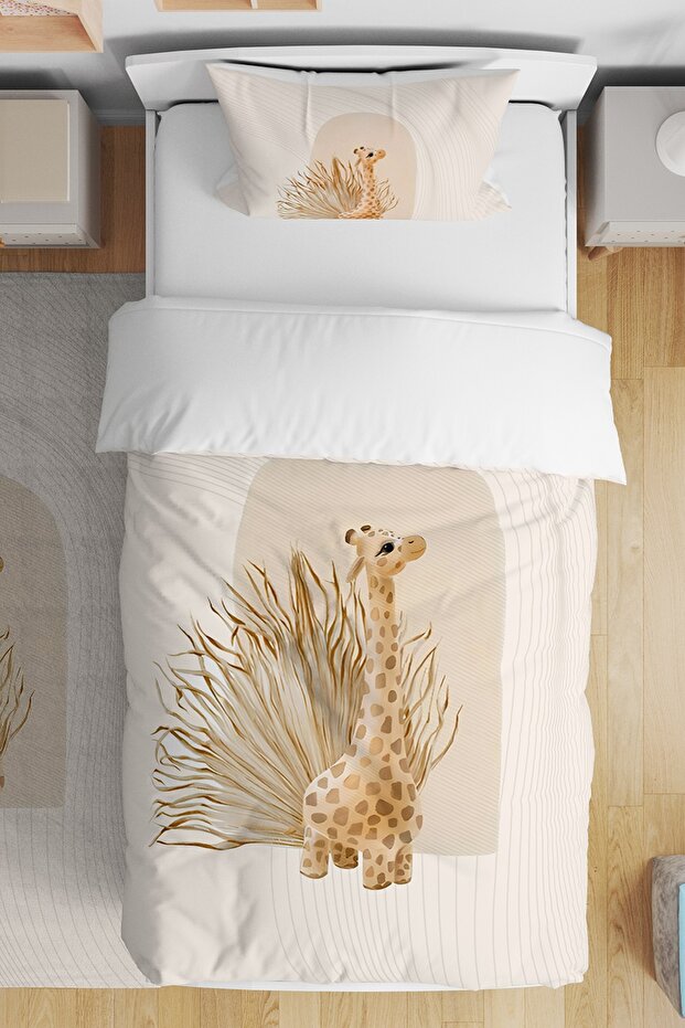 Cute Giraffe Patterned Single Baby Kids Bedding Set