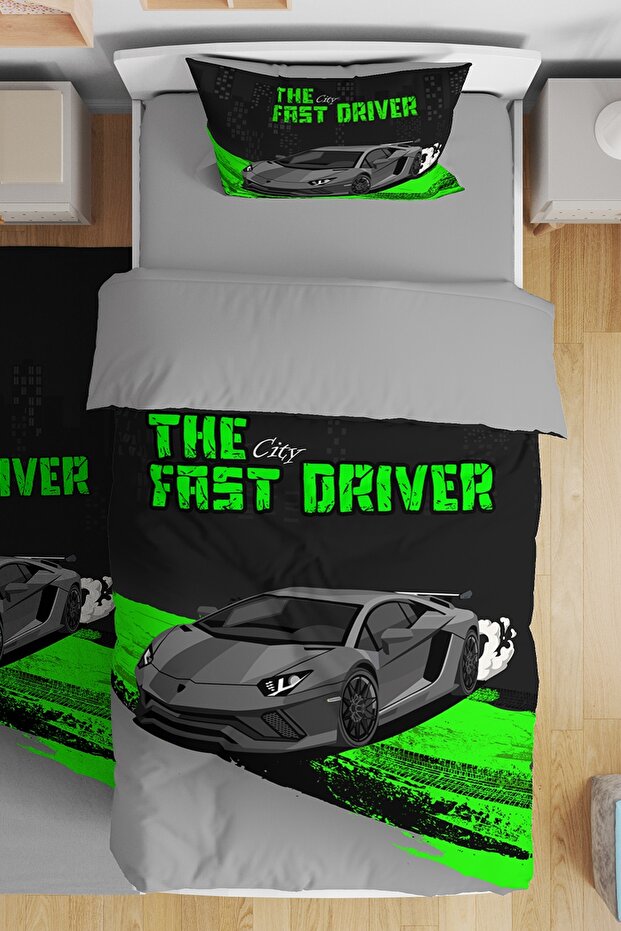 Car 9 Patterned Single Baby Kids Bedding Set