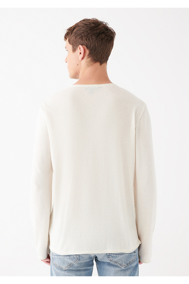 Weißer Pullover mit Rundhalsausschnitt, reguläre Passform / normaler Schnitt 0710022-70054 - 4