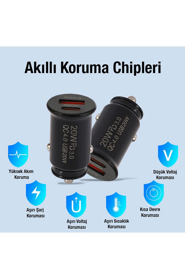 TE-P10 USB Ve Type-c Çıkışlı Araç İçi Çakmaklık Hızlı Şarj Başlığı SİYAH - 9