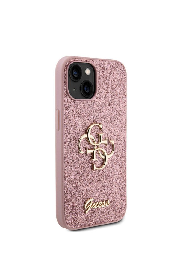 iPhone 15 Compatible Case 4g Large Metal Logo Glitter Cover Pink