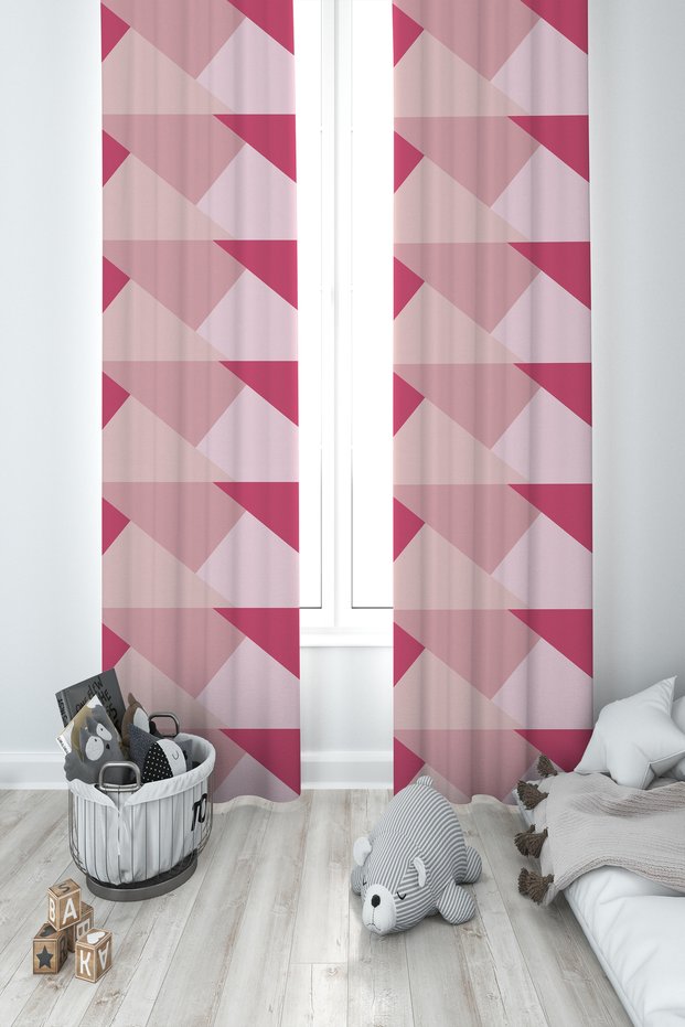 Baby and Children's Room 2 Wings Background Curtain with Geometric Pattern Ybp-8313