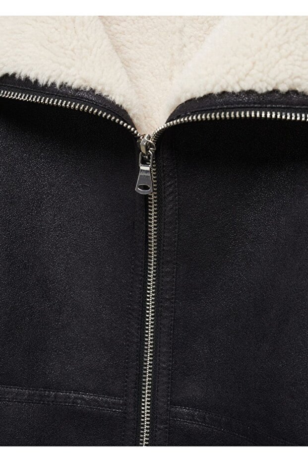 Çift Taraflı Deri Görünümlü Çeket - 6